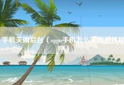 手机关闭后台（oppo手机怎么关闭运行程序）