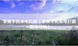 苹果手机来电拦截（苹果手机来电拦截陌生号码）