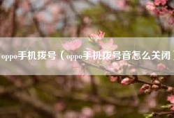 oppo手机拨号（oppo手机拨号音怎么关闭）