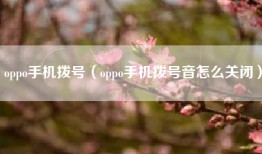oppo手机拨号（oppo手机拨号音怎么关闭）