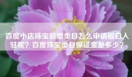 百度小店珠宝翡翠类目怎么申请报白入驻呢？百度珠宝类目保证金是多少？