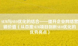SEM与SEO优化的结合——提升企业网络营销价值（从百度SEM项目剖析SEO优化的优势亮点）