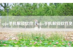 oppo手机解锁软件（oppo手机解锁软件免费）