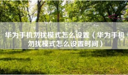 华为手机勿扰模式怎么设置（华为手机勿扰模式怎么设置时间）