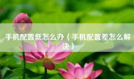 手机配置低怎么办（手机配置差怎么解决）