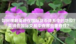 如何理解英镑在国际货币体系中的地位？英镑在国际交易中有哪些重要性？