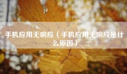 手机应用无响应（手机应用无响应是什么原因）