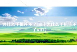 为什么手机连不了wifi（为什么手机连不了WIFI）