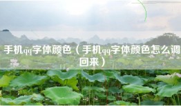 手机qq字体颜色（手机qq字体颜色怎么调回来）