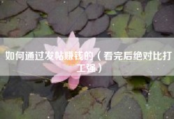 如何通过发帖赚钱的（看完后绝对比打工强）