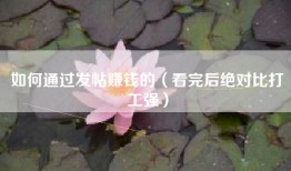 如何通过发帖赚钱的（看完后绝对比打工强）