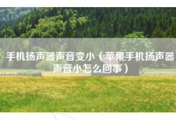 手机扬声器声音变小（苹果手机扬声器声音小怎么回事）