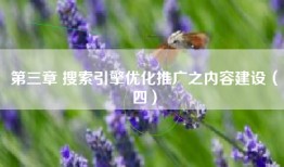 第三章 搜索引擎优化推广之内容建设（四）