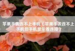苹果手表连不上手机（苹果手表连不上手机但手机显示着连接）