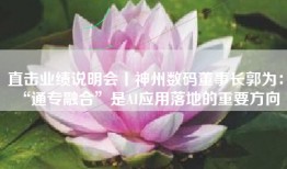 直击业绩说明会丨神州数码董事长郭为： “通专融合”是AI应用落地的重要方向