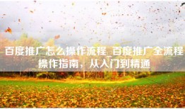 百度推广怎么操作流程_百度推广全流程操作指南，从入门到精通