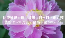 比亚迪汉 L 唐 L 被曝 4 月 9 日上市：预售价 27~36 万元，最高车速 305km／h