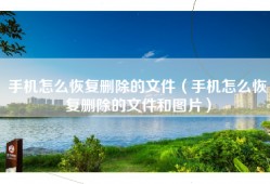 手机怎么恢复删除的文件（手机怎么恢复删除的文件和图片）