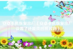 安卓手机恢复出厂（安卓手机恢复出厂设置了还能找回照片吗）