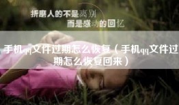 手机qq文件过期怎么恢复（手机qq文件过期怎么恢复回来）