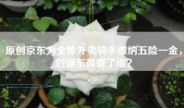 原创京东为全体外卖骑手缴纳五险一金，刘强东得罪了谁？