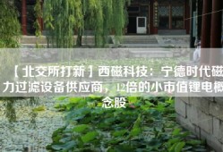 【北交所打新】西磁科技：宁德时代磁力过滤设备供应商，12倍的小市值锂电概念股