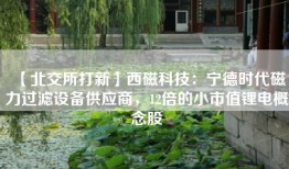 【北交所打新】西磁科技：宁德时代磁力过滤设备供应商，12倍的小市值锂电概念股