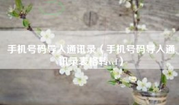 手机号码导入通讯录(手机号码导入通讯录表格转vcf)
