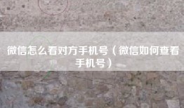 微信怎么看对方手机号（微信如何查看手机号）
