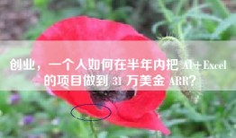 创业，一个人如何在半年内把 AI+Excel 的项目做到 31 万美金 ARR？