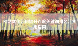 网站优化如何提升百度关键词排名：实用指南