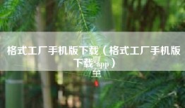 格式工厂手机版下载（格式工厂手机版下载 app）