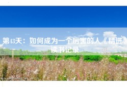 第43天：如何成为一个厉害的人《精进》读书记录