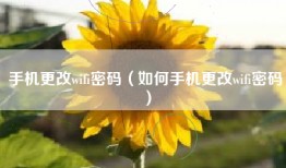 手机更改wifi密码（如何手机更改wifi密码）