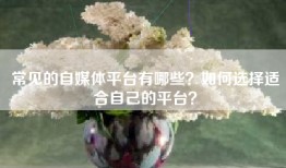 常见的自媒体平台有哪些？如何选择适合自己的平台？