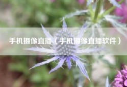 手机摄像直播（手机摄像直播软件）