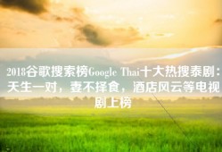 2018谷歌搜索榜Google Thai十大热搜泰剧：天生一对，妻不择食，酒店风云等电视剧上榜