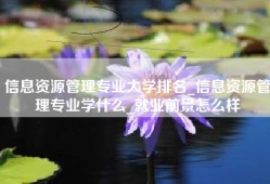 信息资源管理专业大学排名_信息资源管理专业学什么_就业前景怎么样