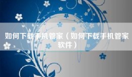 如何下载手机管家（如何下载手机管家软件）