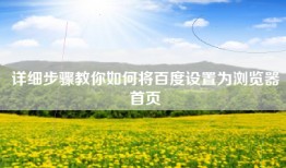 详细步骤教你如何将百度设置为浏览器首页