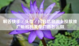解答快手／头条／抖音信息流上投放推广蚯蚓机表单广告怎么做