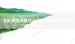 手机微信表情包（手机微信表情包如何删除）