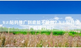 WiFi贴码推广到底能不能做？WiFi贴码推广能赚钱吗？