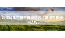 如何优化百度手机端排名（掌握手机端SEO技巧）