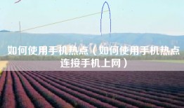 如何使用手机热点（如何使用手机热点连接手机上网）