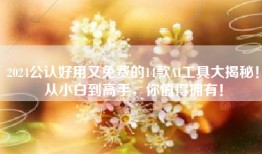2024公认好用又免费的14款AI工具大揭秘！从小白到高手，你值得拥有！