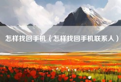 怎样找回手机（怎样找回手机联系人）