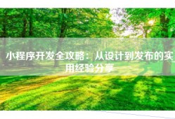 小程序开发全攻略：从设计到发布的实用经验分享