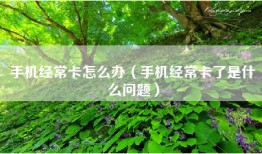 手机经常卡怎么办（手机经常卡了是什么问题）