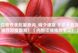 百度收录批量查询_峰少课堂 手把手教你操作百度霸屏！（内附详细操作笔记！）...